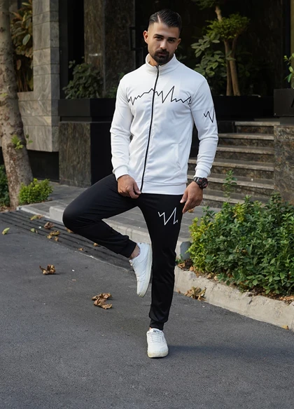 ست سویشرت شلوار مردانه سفید مدل EKO ویژه