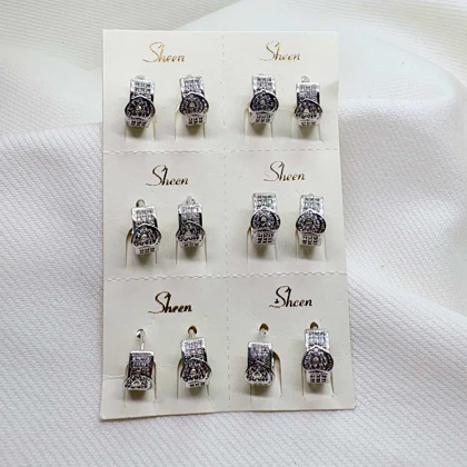 گوشواره برند شین مدل «قلب کریستالی» | آبکاری رادیوم با جلای طلا سفید