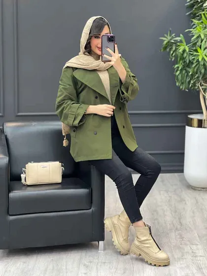 بارانی شش دکمه جیب پاگن
