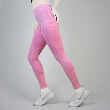 لگ سیملس ورزشی زنانه سنگشور کبریتی کمر هفتی مدل 4H0268 صورتی