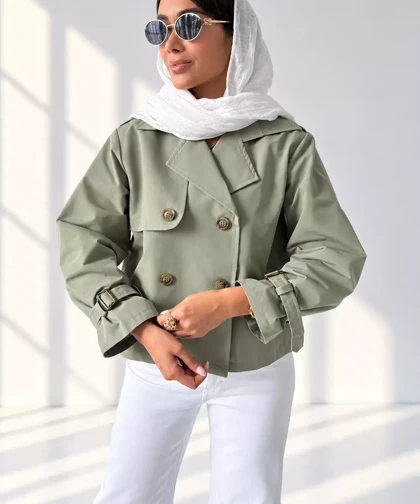 ترنچ کت بارانی کوتاه زنانه ردا کد BA015