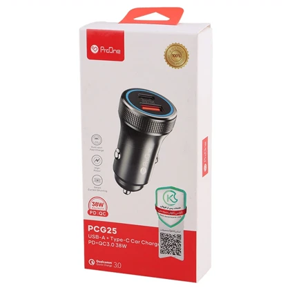شارژر فندکی فست شارژ پرووان proone مدل PCG25 توان 38 وات