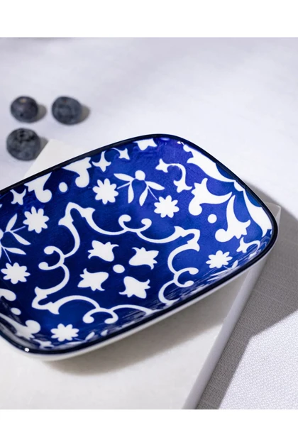 بشقاب سرو Madame Coco مدل Reve Bleu Verve Bone China - آبی/سفید