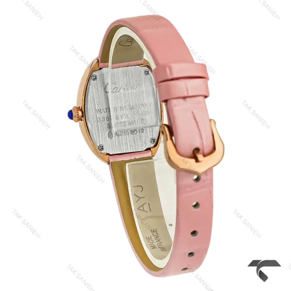 ساعت کارتیه Baignoire زنانه رزگلد بند چرم صورتی Cartier-9843-L