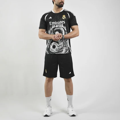 ست تیشرت و شلوارک فوتبالی اسپرت رئال مادرید مدل Adidas-9596 مشکی