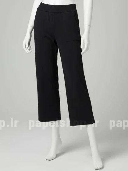 شلوار مشکی بافت نیم بگ ساده