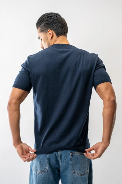 تیشرت آستین کوتاه بافت یقه گرد مردانه