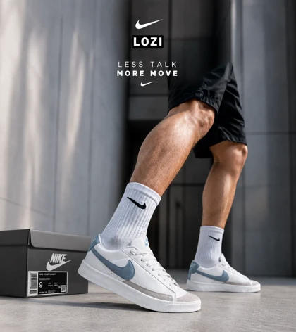 کتانی نایک مردانه و زنانه سفید آبی نایک Blazer Low 77 مدل 6495
