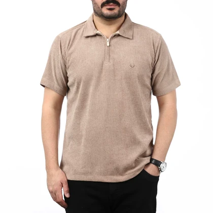 پولوشرت نیم زیپ کبریتی مردانه مدل 6511783