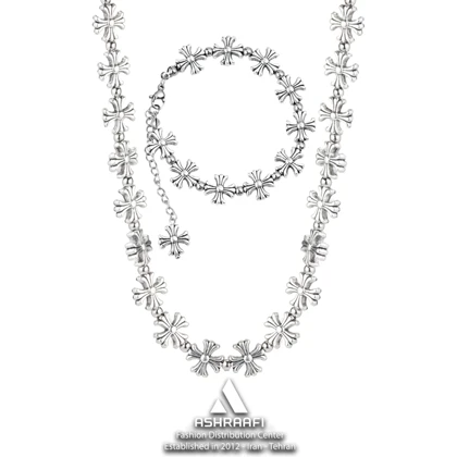 گردنبند و دستبند کروم هارتز Cross Necklace & Bracelet S01