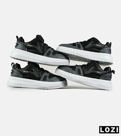 کفش کتانی مردانه مشکی طوسی FASHION مدل 7433