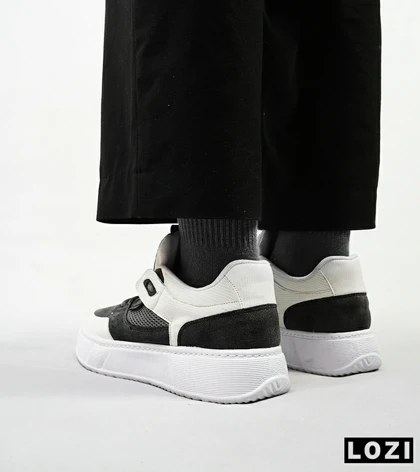 کفش کتانی مردانه سفید طوسی PULL & BEAR
