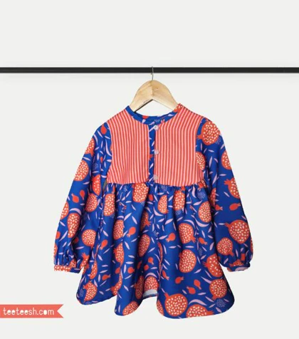 پیراهن طرح دار آبی و قرمز