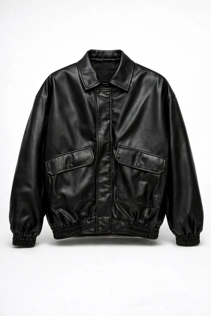 جکت چرم باکسی مشکی داخل خز بره ای لش کیفیت استثنایی