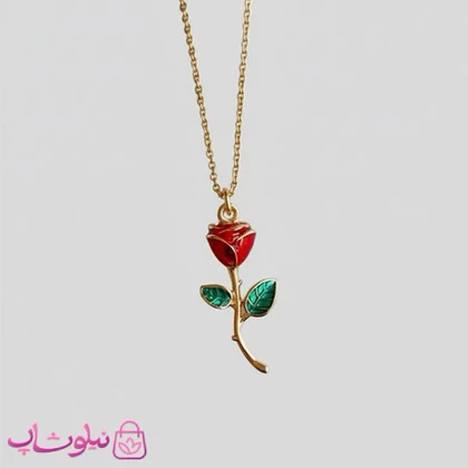 آویز ساعت زنانه ysx طرح گل رز قرمز کد 1191