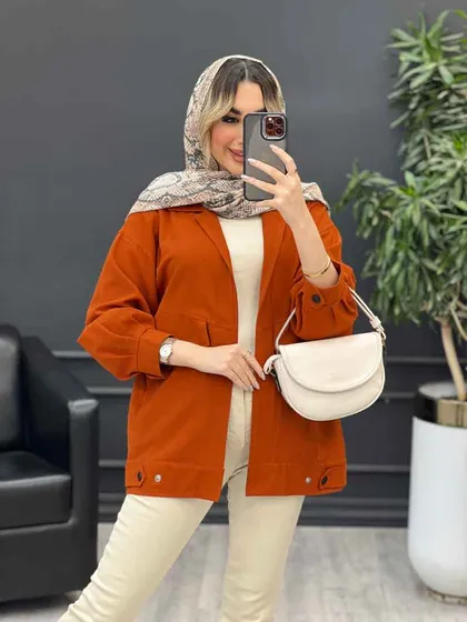 مانتو لینن دو جیب نما پایین پاگن