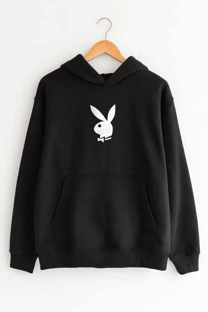 هودی مشکی اسپرت طرح Playboy - فواصل