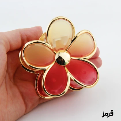 کلیپس دخترانه مدل گل دور شیشه ای دو رنگ