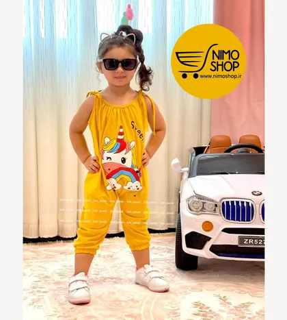 رامپر بندی دخترانه مدل تکشاخ و رنگین کمان