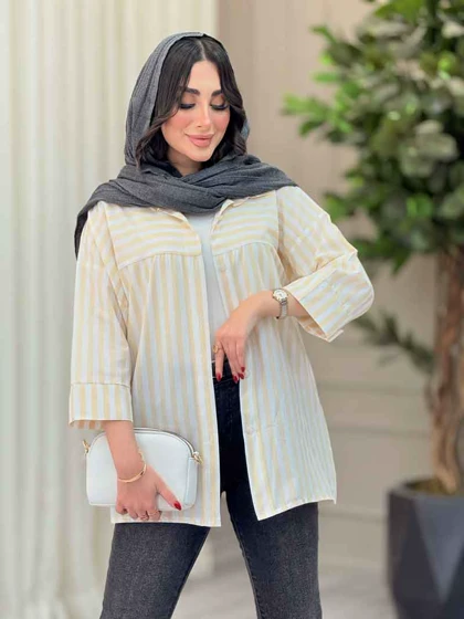 مانتو راه راه برش‌دار صبا