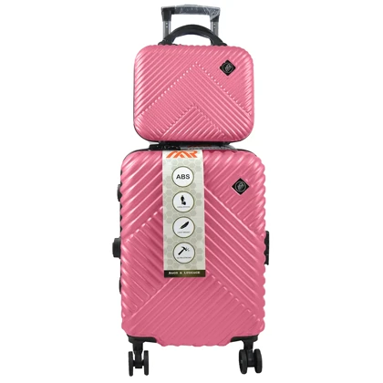 چمدان MR مدل MR-40350-PK سایز کوچک به همراه چمدان لوازم آرایشی