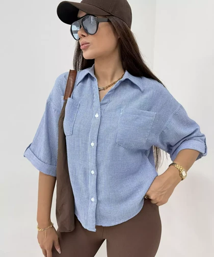 شومیز راه راه زنانه کد SV039 برند ردا