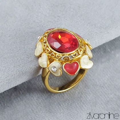 انگشتر زنانه مدل ملکه نگین قرمز 30107