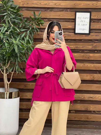 مانتو دکمه مخفی بغل جیب
