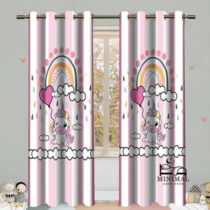 پرده کودک طرح اسب تک شاخ مدل W4626