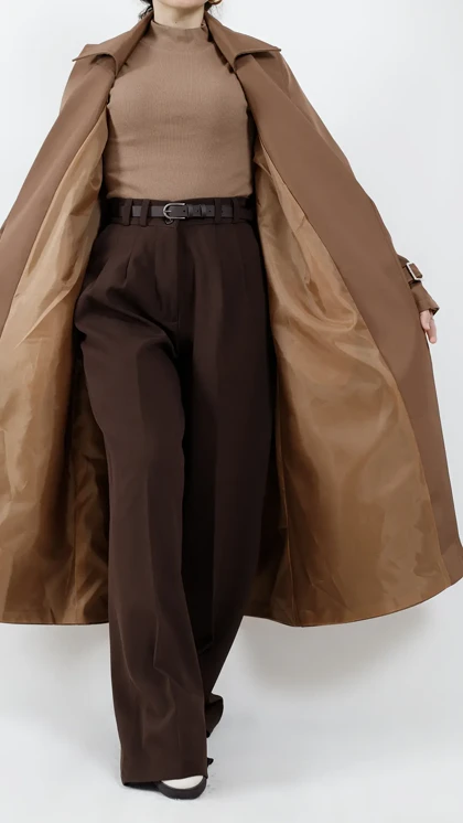 بارانی بلند آستر دار سانتانا مدل بیسیک