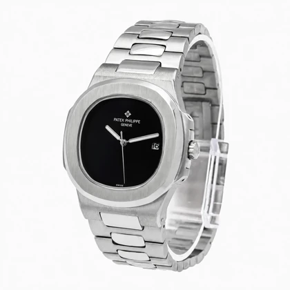 ساعت مردانه پتک فیلیپ ناتیلوس سیلور صفحه مهندسی مشکی مدل Patek-6056-G