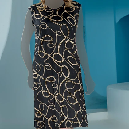 پیراهن زنانه آستین حلقه یقه گرد (طرح زنجیری) بلکس (نیکوتن پوش) کد 15417