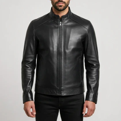 کت چرم مشکی مردانه 185