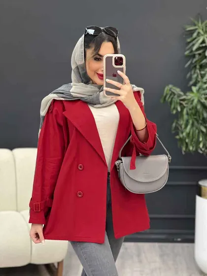 مانتو لینن چهار دکمه سرشانه پاگن