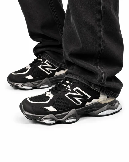 کفش کتانی بزرگ پا مدل نیوبالانس 9060 مشکی سفید طوسی New Balance 9060
