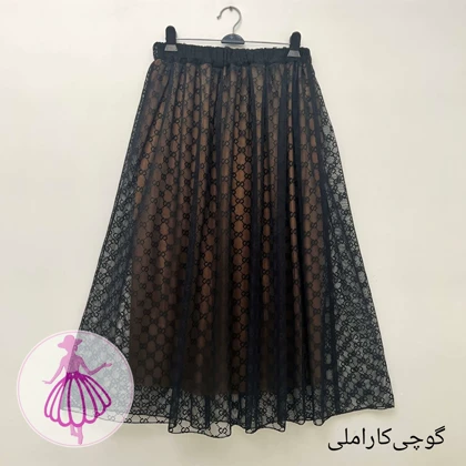 دامن توری طرح گوچی بلند در رنگبندی متنوع