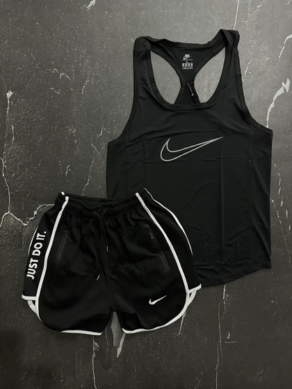 پکیج کد S1081 شامل رکابی + شلوارک با تم مشکی