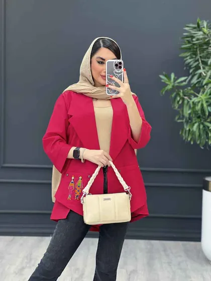 مانتو داکرون جیب گلدوزی بغل چاک
