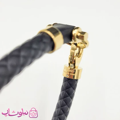 دستبند امگا رابر مشکی با قفل طلایی سایز لارج کیفیت مستر کد 1200
