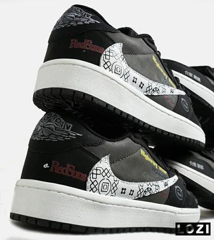 کفش کتانی مردانه و زنانه مشکی طوسی سفید NIKE travis scott مدل 6635