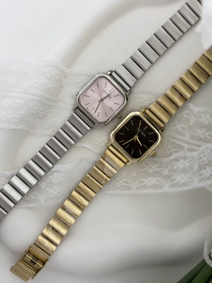 ساعت زنانه صفحه مربعی کتانی 950