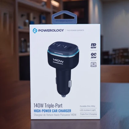 شارژر فندکی فست شارژ ماشین پاورولوژی Powerology مدل PCCSR025BKGY