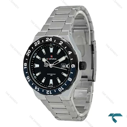ساعت مچی نیوی فورس NF9249 مردانه سیلور صفحه سرمه ای مشکی NaviForce-7755-G