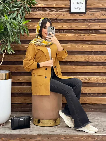مانتو چهار دکمه جیب حلقه