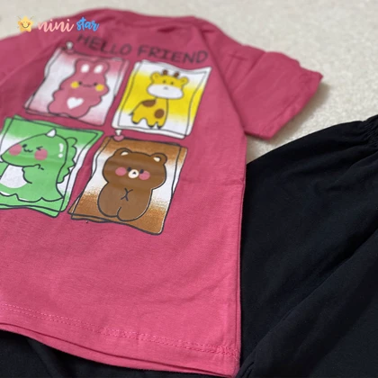 تیشرت ساپورت دخترانه HELLO FRIEND پنبه 1 تا 4 سال