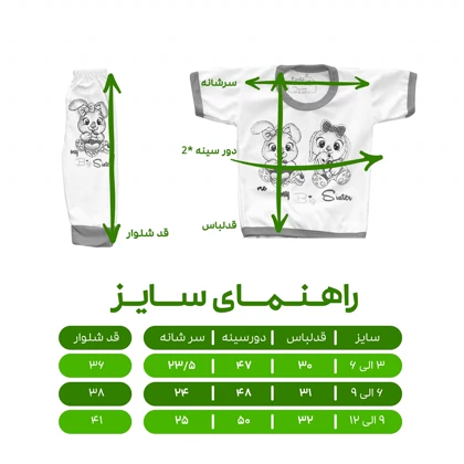 ست تیشرت آستین کوتاه و شلوار نوزادی مدل خرگوش