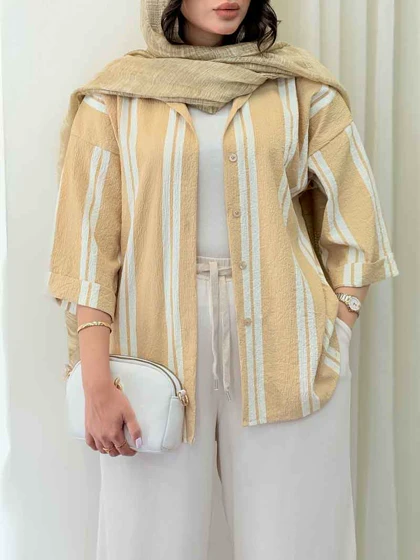 شومیز آستین پاکتی طرح راه راه