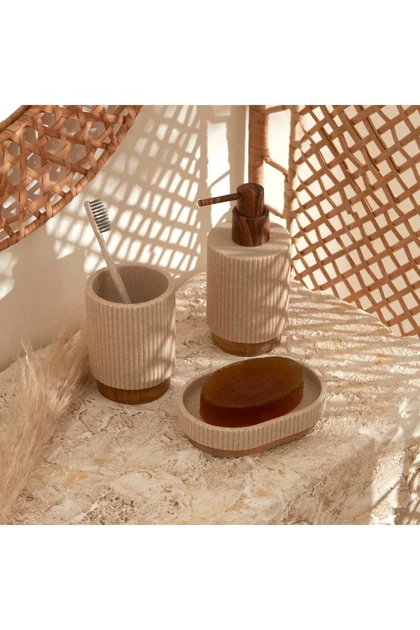 ست لوازم حمام Karaca Home مدل Lenna پلاستیکی - قهوه‌ای