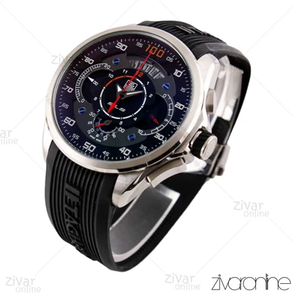 ساعت تگ هویر مرسدس بنز مردانه قاب سیلور بند رابر مشکی 103226