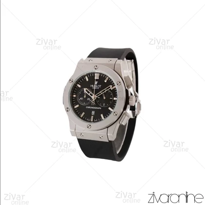 ساعت هابلوت مردانه کلاسیک فیوژن سه موتوره مشکی طوسی بند رابر 104060